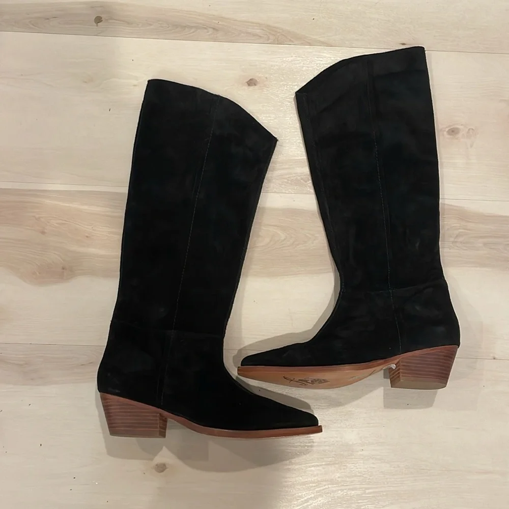 Free People Sway black genuine suede Low western inspired boots new 39 - Picture 5 of 12